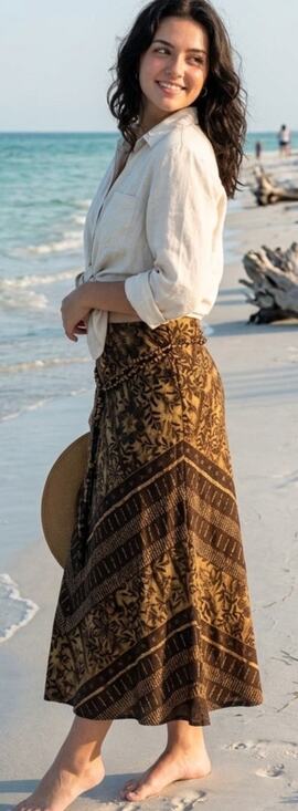 RQT Dresses & Skirts - RQT vintage African-inspired linen blend midi skirt